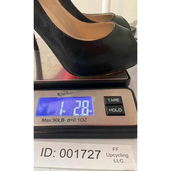 Christian Louboutin Sz.7.5/38 Black Leather Very Prive Peep Toe Platform Pumps - Picture 13 of 15